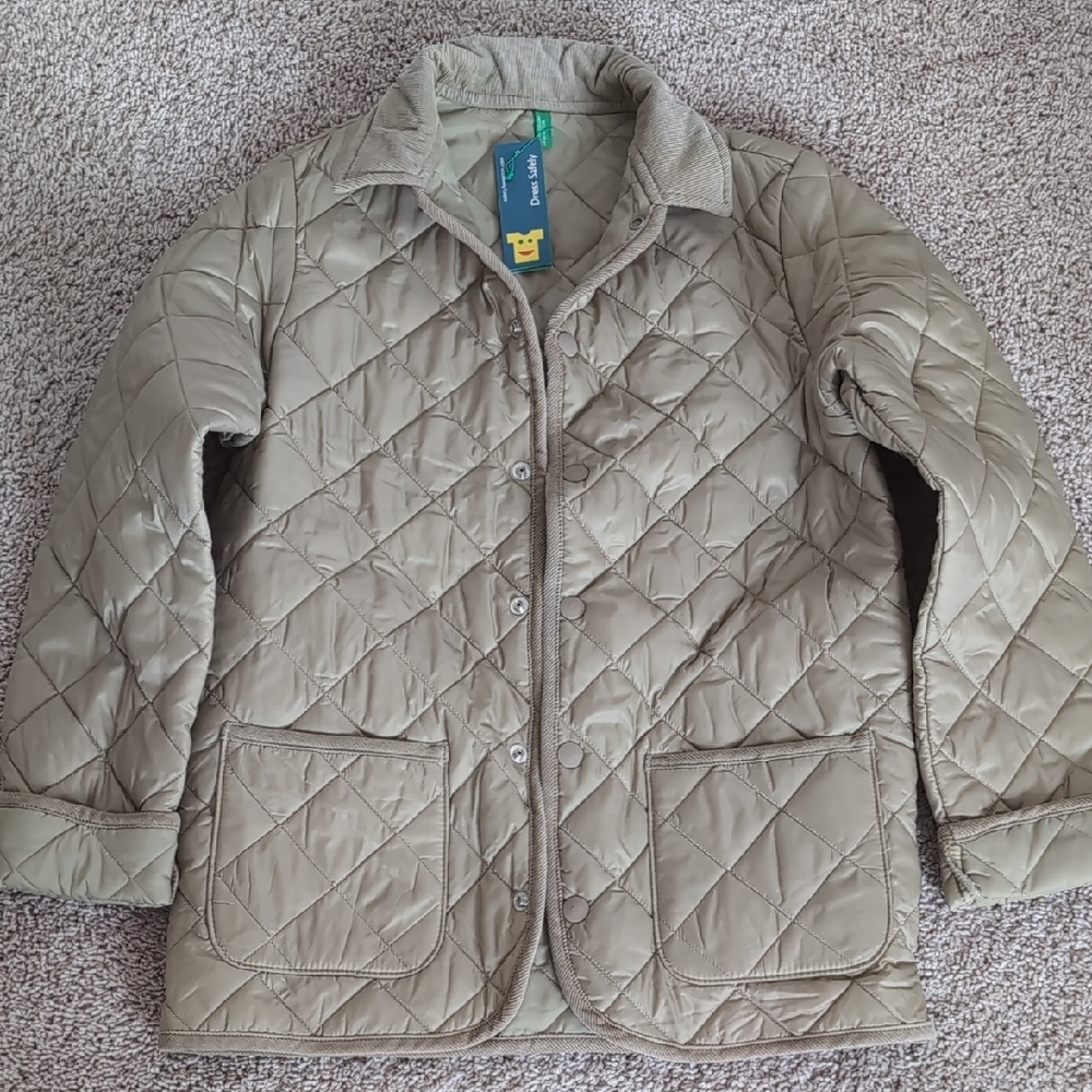 United Colors Of Benetton Kids Quilted Jacket in Khaki